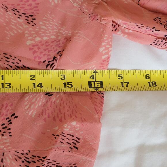 Y2K The Limited Women Silk Blouse Size M Pink Sheer Lined Front Bow Soft Spring - Picture 7 of 8